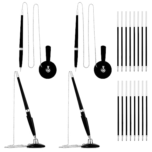 LUTER 4St Stift mit Kette, Stift an Kette Stift mit Befestigter Kette Sicherer Stift mit Kette Stiftketten mit 16St Austauschbaren Ersatzminen Zubehör für Zuhause Büro Bank Hotel