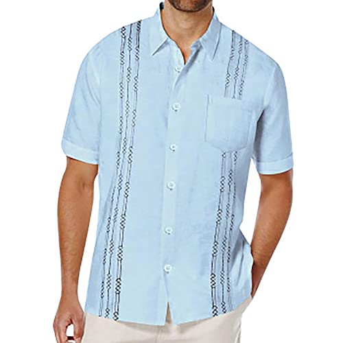 Leinenhemd Herren Kurzarm Hemd Sommer Freizeithemden Casual Beach Shirts Regular Fit Männer Basic Men Shirts Strand Oberteile Herren Freizeithemd Kurzarm Blitzangebote des Tage