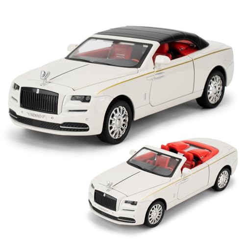 imtfzct 1/32 Rolls-Royce Dawn Modellauto, Legierung Spielzeugauto mit Sound und Lichtfunktionen, Sammlerstück Pull Back Spielzeugauto Geschenk für Kinder weiß