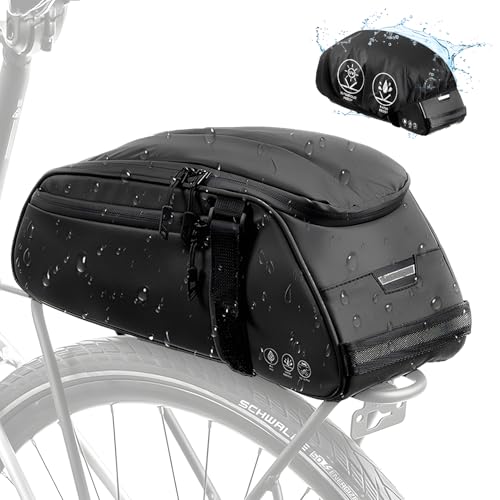 Eyein Fahrradtasche für Gepäckträger, 8L wasserdicht & reflektierend Fahrrad Gepäckträgertasche - als Umhängetasche und Handtasche, Fahrradtasche mit Mehreren Fächern für Pendeln, mit Regenschutz