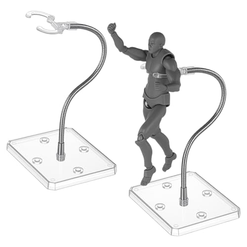 FINGERINSPIRE 2 Set Actionfiguren Ausstellungsständer Mit Verstellbaren Schlangenknochen 93x73x222mm Durchsichtiger Kunststoff Ausstellungsständer Mit Rechteckiger Basis Für HG RG SHF Actionfiguren