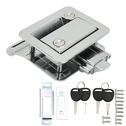 Wohnmobil-Türverriegelung , Wohnmobil-Eingangstürschloss Sicherheitsriegelschloss mit Integriertem Riegel Aluminiumlegierung Für Camper Reiseanhänger Wohnmobil(Chrom)