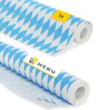 Heku Oktoberfest Deko Papiertischdecke Rolle 5 Stück 8m - Bierzeltgarnitur Tischdecke Papier bayrische Deko zuschneidbar - Tischdecke Oktoberfest blau weiß