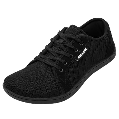 ASHION Unisex Breite Barfuss Schuhe Damen Herren Barfußschuhe Minimalistische Outdoor Trail Running Walking Schuhe,C Schwarz 38 EU