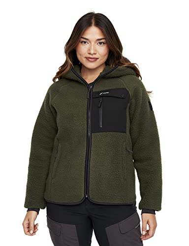 RevolutionRace Sherpa Hoodie für Damen, Outdoor Fleecejacken perfekt für Wanderungen und Outdoor-Abenteuer, Forest Night, S