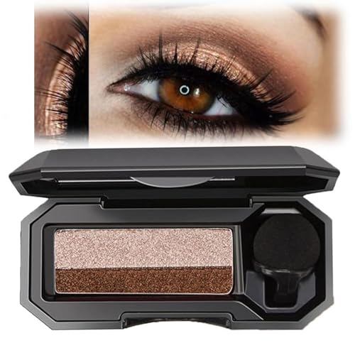 Moguri Zwei-Farbiger Wasserdichter Lidschatten, Glitzernde Koreanische Lidschatten-Palette mit Applikator und Spiegel, Langanhaltend, Tragbar, Metallic Make-up für Alltag und Party