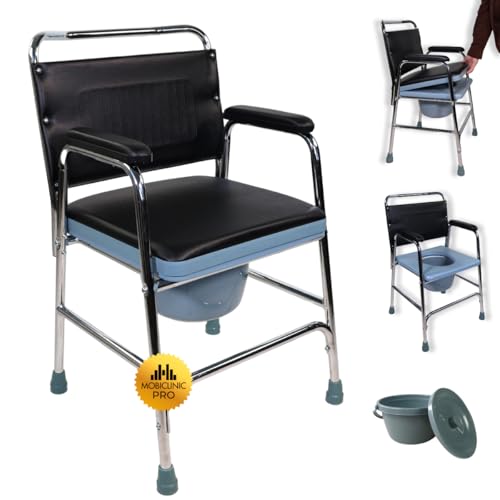 Mobiclinic®, Toilettenstuhl, Velero, Europäische marke, Toilettensitz für ältere und behinderte, Wc stuhl, Rutschfest, Mit deckel, Gepolsterte armlehnen sitz