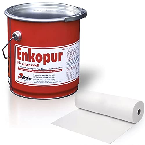 Enke Enkopur® Flüssigkunststoff | 4 kg | schwarz | inkl Vlies (30cm x 3m) | Universalabdichtung Feuchtigkeitssperre für Dach, Keller, Sockel | sofort dicht rissüberbrückend…