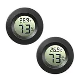 JEDEW 2-Pack Mini Digital Hygrometer Gauge Indoor Thermometer, Temperature Humidity Meter for Humidifiers Greenhouse Jars Reptile Guitar Case, Fahrenheit (℉) or Celsius(℃) (schwarz-2 Pack)