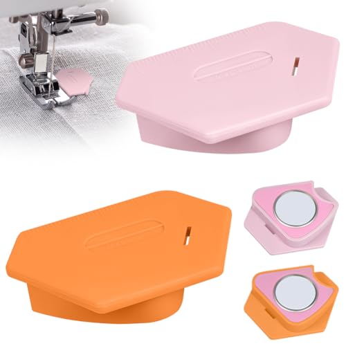 HOTUT Magnetische Nahtführung für Nähmaschine, 2 Stück polygonale Magnet Nahtführung abnehmbare mit Skala, Nähzubehör Für Nähmaschine, Magnetic Seam Guide für Präzises Nähen und Säumen