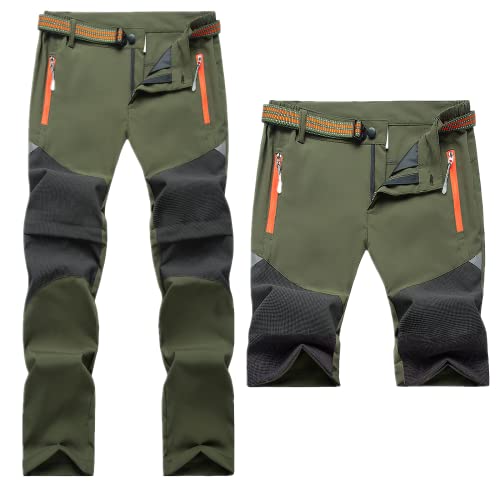 Daysskk Hose Sommer Jungen Kinder Zip Off Trekkinghose Kinder Zip Off Wanderhose Jungen Sommer Wasserdicht Freizeithose Jungen Schnelltrocknend Grün 150