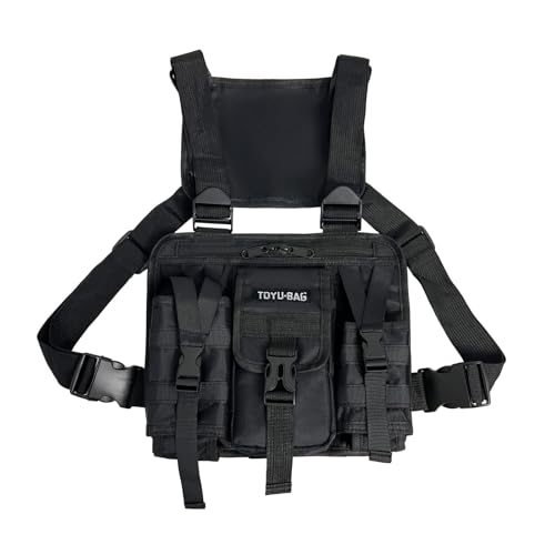 Taktische Brusttasche, für Herren, Multi-Tasche, Airsoft-Tasche, Laufweste, Kampfgeschirr, Radio, Brust, Crossbody-Tasche, Holster, Weste, Militär-Schultertasche für Outdoor, Jagd, Outdoor, EDC