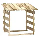 vidaXL Kiefernholz Imprägniert Pergola mit Dach Unterstand Überdachung Kaminholzregal Brennholzregal Feuerholzregal Garten 100x90x100cm