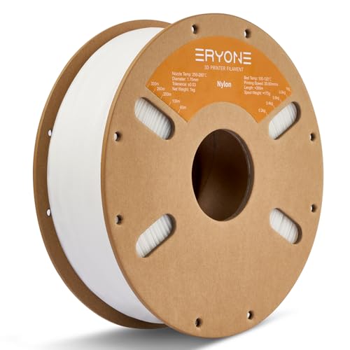 ERYONE Engineering Filament, 1.75 mm 3D Printing Filament, Dimensional Accuracy +/- 0.03mm, Fit Most FDM 3D Printers, Nylon PA6 White 1kg Spool (2.2LBS)
