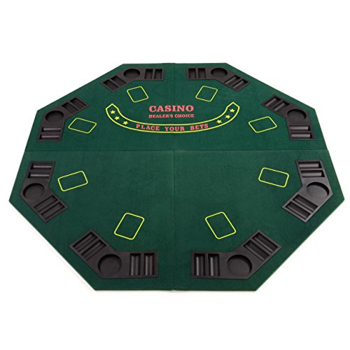 Nexos Trading Faltbare Tischauflage Casino Pokertisch Pokerauflage achteckig Holzverstärkt klappbar 120 x 120 cm Chiptray Getränkehalter inkl. Tragetasche