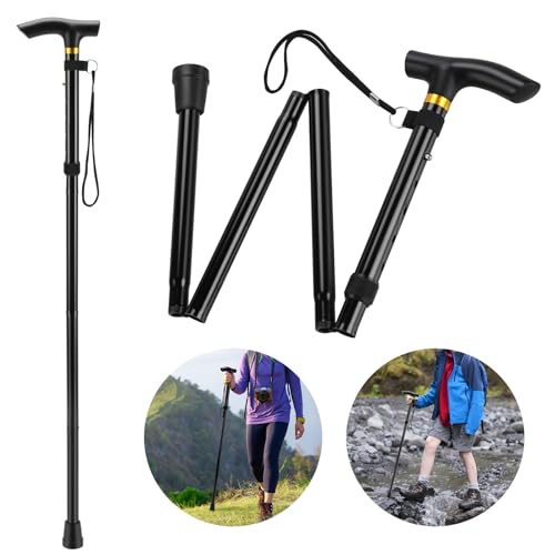 Thlevel Faltbar Gehstock Bergstock Spazierstock Wanderstock Canes Urlaubs Höhenverstellbar rutschfest Leicht Unisex Gehstock