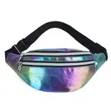 Bauchtasche Mode Damen,Holographische Fanny Pack wasserdichte Neon-Reise-Gürteltasche Bauchtasche Damen,Verstellbarer Gurt Hüfttasche für Runing, Wanderung und Outdoor-Aktivitäten （farbig）