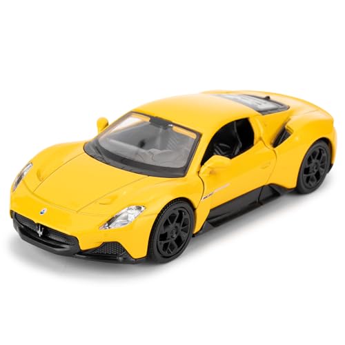 imtfzct 1/36 Maserati MC20 Zinklegierung Modellauto, Spielzeugauto mit Rückholfunktion, kann die Tür öffnen, Freizeitspielzeug, Auto Geschenk für Jungen und Mädchen (gelb)