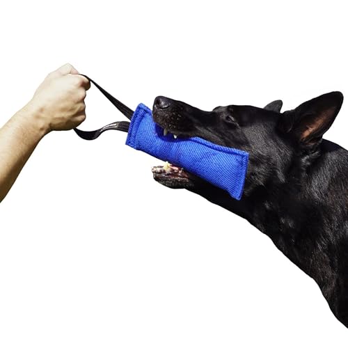 Dingo Gear Baumwolle-Nylon Beißwurst für Hundetraining IGP IPO Obiedence Schutzhund Hundesport, 28 x 7 cm 1 Griff Blau S00061