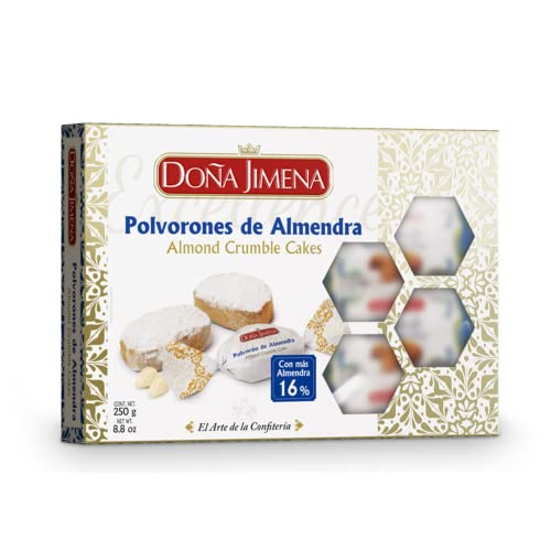 Doña Jimena|POLVORONES DE ALMENDRA, Almond Crumble Cakes | Typisch andalusische Süßigkeit höchster Qualität| Packung mit traditionell hergestellten | Mandeln| 250 Gramm