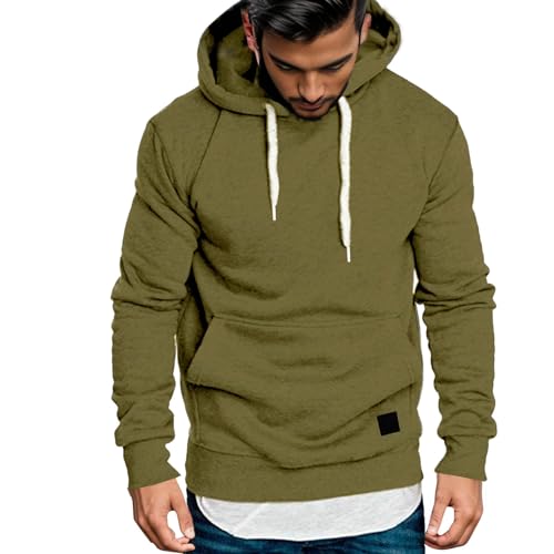 Rrongwn Kapuzenpullover Herren Langarm Hoodie Herren Warm Pullover mit Kapuze Casual Kapuzenjacke Hoodie Baumwolle Sweatshirt Kordelzug Hoody mit Tasche