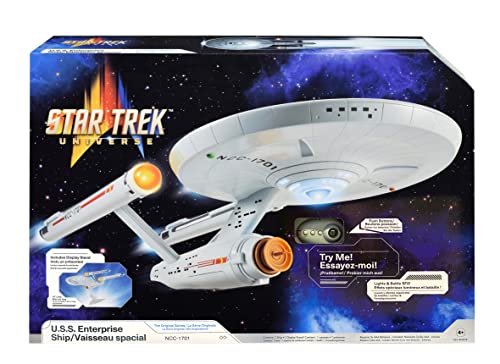 BANDAI The Original Enterprise Star Trek Modell mit Lichtern, Geräuschen und Präsentationsständer, Geschenke Raumschiff, 45,7 cm, authentisches StarTrek-Spielzeug, Mehrfarbig