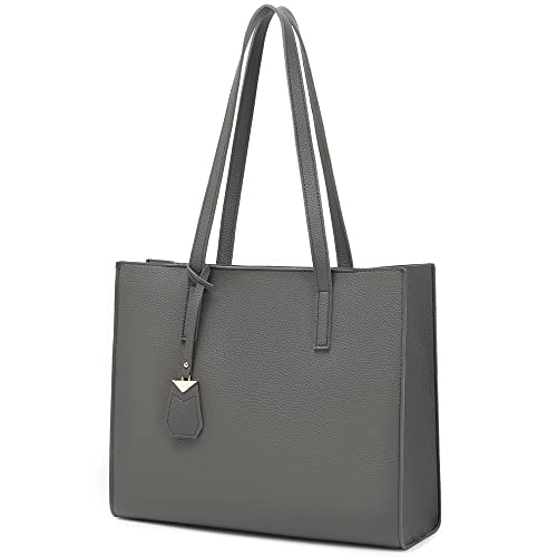 MORGLOVE Handtasche Damen Groß Shopper Tasche Mode Schule Arbeit Freizeit Henkeltasche mit Reißverschluss(A-Grau)