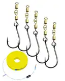 MYGLOAR Angeln, Angel-Spinnerhaken | 5er-Pack Spinnerhaken mit Wolframkugeln für UL-Gummiköder (wie Curly Viper und Mighty Mag) Rotorhaken Größen 4–6 |Tungsten Micro Jighaken Set - je 5 STK