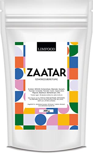 Limfood | 200g Zaatar Gewürzmischung, Zatar Za'atar Gewürz mit Sumach und Ceylon-Zimt, orientalische Gewürzmischung für die arabische & afrikanische Gerichte