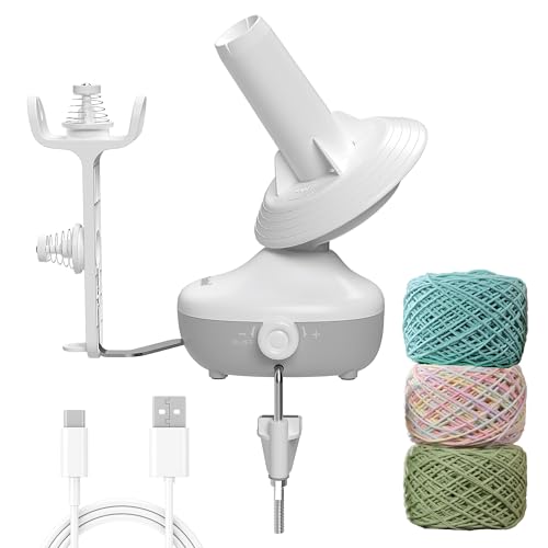 Etcokei Wollwickler, Elektrisch Garnwickler zum Häkeln, Wollabwickler mit starker Spannung und stufenloser Geschwindigkeit, Automatischer Garnspinner zum Stricken, idealer Helfer für Strickliebhaber