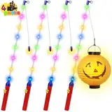 JSUEU Laternenstab Kinder,4er Laternenstab Elektrisch mit LED 50CM Kinderlampenstäbe Laternenstab Laternenlicht für Laterne Kinder St Martin Kinderpartys Kostümpartys Zauberstäbe Halloween Dekoration