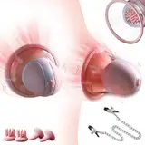 BDSMYOU Nippelsauger Brustmassagegeräte mit 6er 360° Drehbarer Weichen Bürstenköpfen Nippel Vibrator,10 Vibratoren Modi,Nippelklemmen Vakuumpumpe Brustpumpe Vibration,Klitoris Stimulator für Sie