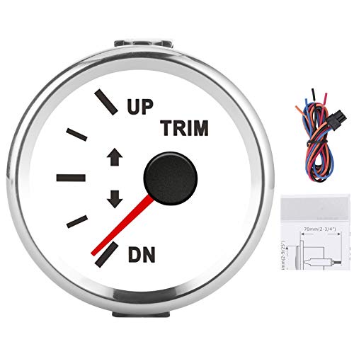 Akozon Trim Gauge, Schiffstrimmanzeige Bootszubehör Trimm-Balance-Messgerät für Boote IP67 Wasserdicht Mit Rote Hintergrundbeleuchtung 52mm Schiff Yacht Marine(Silberner Rahmen auf Weiß)