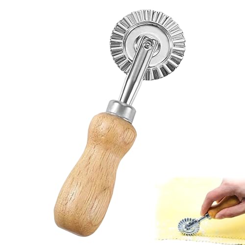 Teigschneider,Ravioli Roller,Zinklegierung TeigräDchen,Mit Holzgriff Teigrad,Nudelschneider,ⅵ Schneidemesser,KnöDelbesteck,Geeignet FüR Zuhause,Restaurant,KüChe,