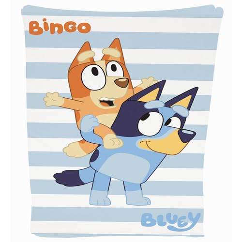 Bluey Bingo Fleecedecke für Kinder, Überwurf, Heeler, Hund, Kinder, TV-Show, Geschenk für Jungen und Mädchen, Kinderzimmer, 100 x 150 cm