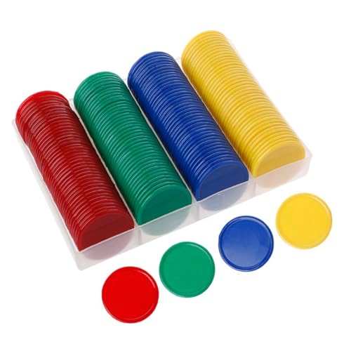 Qinsky Zählen Spielchips,Kunststoff Zähler 160er Pack Farbige Bingo Chips Farbzähler für Mathe Mathematik Oder Spiele Lernressourcen