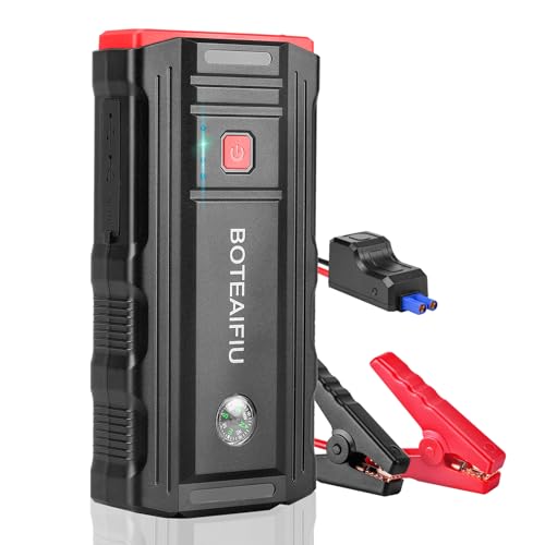 BOTEAIFIU Starthilfe Powerbank,3000A Auto Starthilfe für 8.0L Benzin und 6.5L Auto Batterie Booster Starter Powerbank Tragbares mit LED Taschenlampe für 12V Fahrzeuge SUV Motorrad ATV Rasenmäher