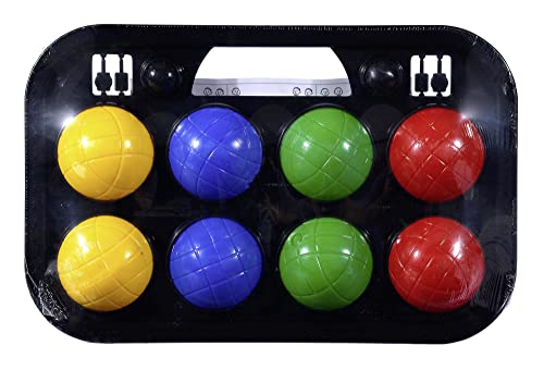 Simba 107401391 - Boccia Spiel Tragekorb, 8 Kugeln 7x8cm, 2 Zielkugeln, grün , gelb , blau , rot