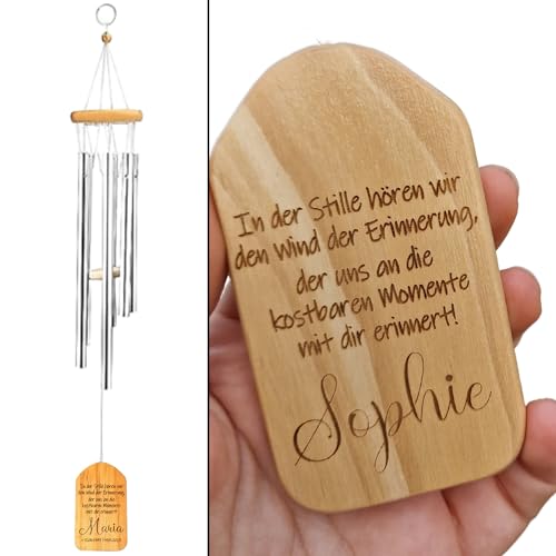 Windspiel personalisiert zum Gedenken an eine verstorbene Person "Wind der Erinnerung | In liebevoller Erinnerung | Trauergeschenk | Andenken an Verstorbene | Handveredelt von ManufakturZauber