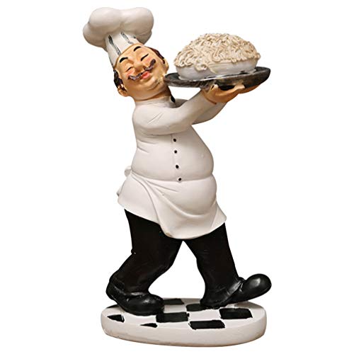 WINOMO Koch Figuren Deko Küchenchef Figur Koch mit Pasta Bäcker Dekofigur Harz Skulptur Desktop Ornamente Küche Restaurant Café Bar Bäckerei Dekoration Geschenk Stil 2