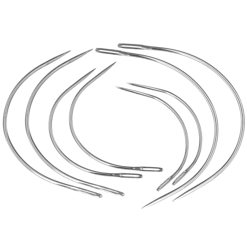 8 Stück Gebogene Nadeln Set Rund Leder Sattlernadel Stahl Polsternadel Nähnadeln zum Nähen Perücke C Gebogene Nadeln Extensions Nadeln Leder Nähen Nadeln Dünn