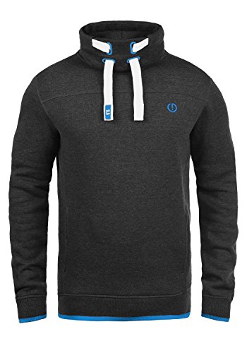 Solid SDBenjamin Tube Herren Sweatshirt Pullover Sweater mit Tube-Neck Eingrifftaschen Rippbündchen Baumwollmischung Regular fit, Größe:L, Farbe:Dark Grey Melange (8999)