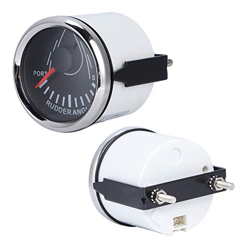 Ruderwinkelanzeige 52 mm Universalboot Ruderwinkelanzeige 0-190 Ohm Signal mit Rudersensor 9-32 V Hintergrundbeleuchtung Bootszubehör Ersatz für Bootsjacht(Schwarzes Zifferblatt Silberabdeckung)