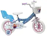 Vélo ATLAS Mädchen Fahrrad 12 Zoll Eiskönigin/Frozen Ausgestattet mit 1 Bremse, Korb Vorne, Puppentür Hinten, Schmutzschutz, Gehäuse und Stabilisatoren, himmelblau, 12''