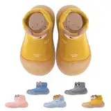 Tolaler Sockenschuhe Baby Krabbelschuhe Rutschfeste Barfußschuhe Kinder Weicher Stricken Niedlicher Cartoon Lauflernschuhe 9-12 Monate Kurz Gelb