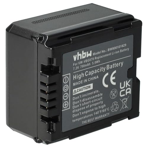 vhbw 1x Akku kompatibel mit Panasonic HDC-SD600, HDC-SD707, HDC-SD9 Videokamera Camcorder (700 mAh, 7,2 V, Li-Ion) + Infochip