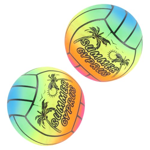 Abaodam 2st Regenbogen-Volleyball Volleyball Sprengen Aufblasbares Volleyballspielzeug Aufblasbares Spielzeug Für Schwimmbecken Spielplatzball Wassersport Ball Regenbogen-Wasserball PVC