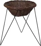 Dekoleidenschaft Verkaufsständer mit Weidenkorb Ø 68 cm, schwarzes Metallgestell, Warenkorb, Aktionskorb, Wühlkorb, Präsentationskorb