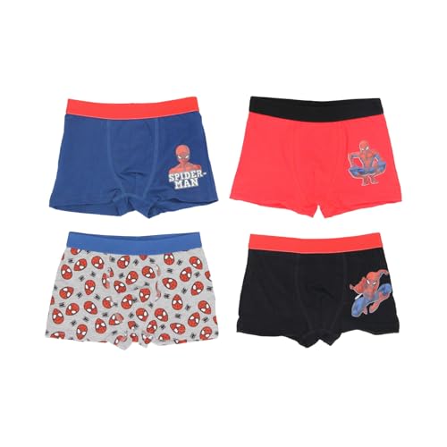 Marvel Spiderman Jungen 4er Pack Boxershorts Unterhosen mit unterschiedlichen Motiven Underwears Kinder Unterhose wäsche 98-140 cm (DE/NL/SE/PL, Numerisch, 98, 104, Regular, Rot)