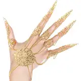 YEAMLTE Finger Kralle Kette, Kralle Armband, Armband Kralle, Kettenfinger Armband, Armband Lang Finger, Schmuckzubehör für Mädchen und Frauen für Halloween, Cosplay (Gold)